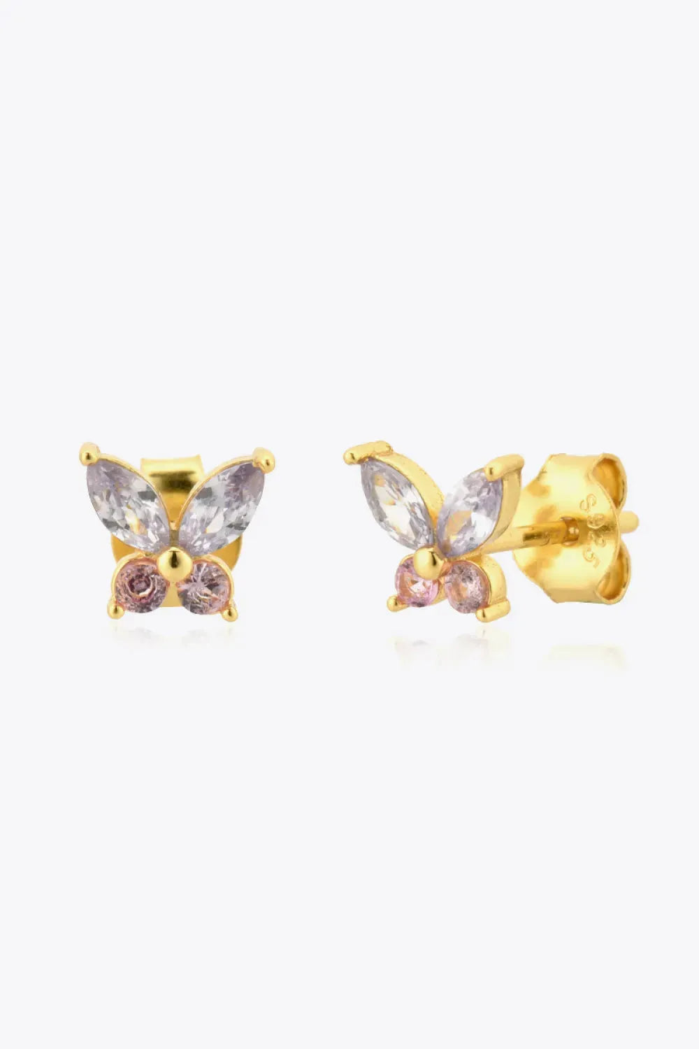 Inlaid Zircon Butterfly-Shaped Stud Earrings Gold One Size Earrings - Tophatter Daily Deals