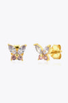 Inlaid Zircon Butterfly-Shaped Stud Earrings Gold One Size Earrings - Tophatter Daily Deals