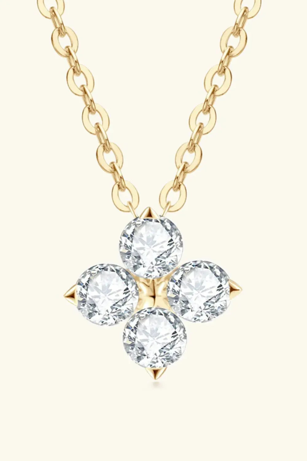 Moissanite Four Leaf Clover Pendant Necklace Gold One Size Moissanite - Tophatter Daily Deals