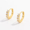 925 Sterling Silver Inlaid Zircon Huggie Earrings Gold One Size Earrings - Tophatter Daily Deals