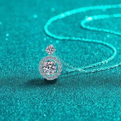 1 Carat Moissanite 925 Sterling Silver Necklace Moissanite - Tophatter Daily Deals