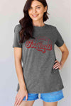 Simply Love Full Size FOOTBALL Graphic Cotton Tee Charcoal Women's T-Shirts - Tophatter Daily Deals