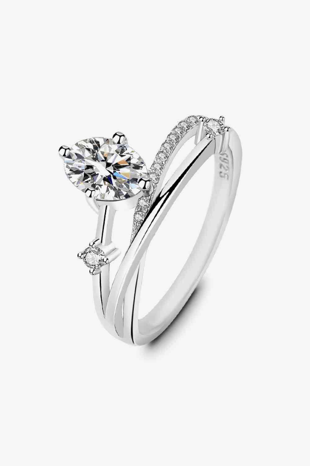 Moissanite Crisscross Ring Silver 9 Moissanite - Tophatter Daily Deals