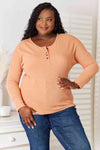 Basic Bae Half Button Long Sleeve Top Pumpkin Women's T-Shirts - Tophatter Daily Deals