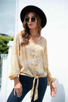 Tie-Dye Tied Balloon Sleeve Blouse Blouses - Tophatter Daily Deals