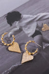 Zircon Decor Heart C-Hoop Drop Earrings Earrings - Tophatter Daily Deals