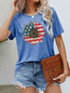 US Flag Flower Graphic Tee Cobalt Blue Women's T-Shirts - Tophatter Daily Deals