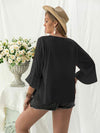 Plus Size Flower Crochet Flare Sleeve Top Blouses - Tophatter Daily Deals