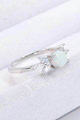 925 Sterling Silver Opal and Zircon Ring Opal - Tophatter Daily Deals