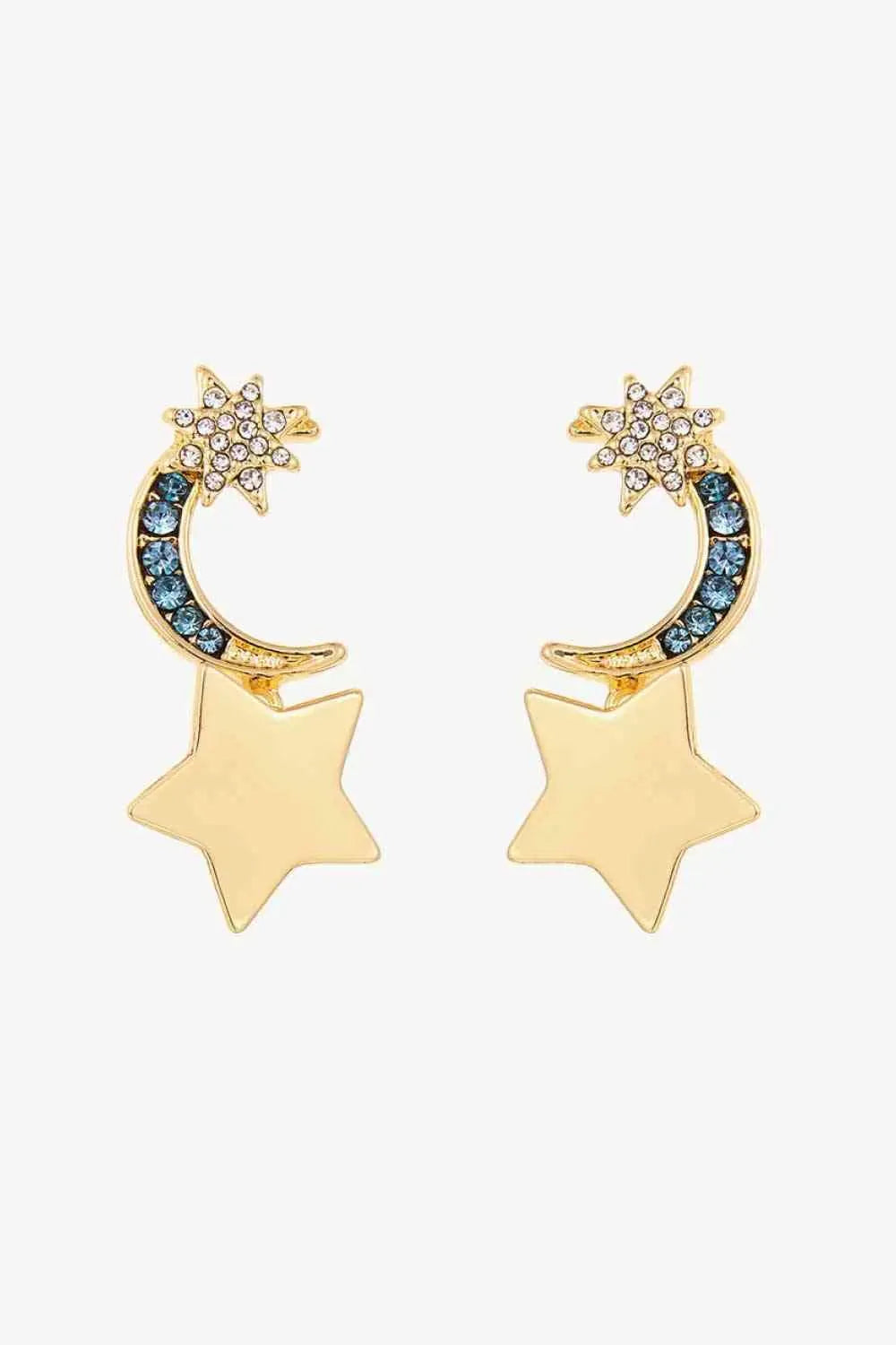 Lasting Wish Inlaid Rhinestone Star and Moon Drop Earrings Earrings - Tophatter Daily Deals