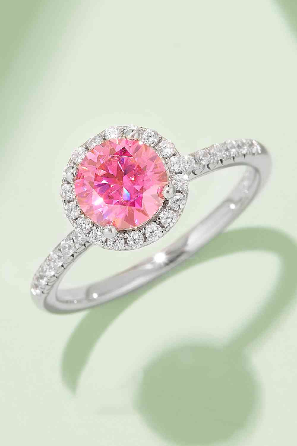 1 Carat Moissanite 925 Sterling Silver Halo Ring Deep Rose Moissanite - Tophatter Daily Deals