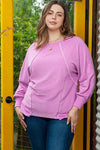 Plus Size Contrast Stitching Long Sleeve T-Shirt Fuchsia Pink Women's T-Shirts - Tophatter Daily Deals