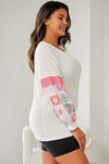 Plus Size Flower Pattern Round Neck Long Sleeve T-Shirt Women's T-Shirts - Tophatter Daily Deals