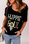 HIPPIE SOUL Graphic Tee Black Women's T-Shirts - Tophatter Daily Deals