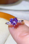 1 Carat Moissanite Heart-Shaped Platinum-Plated Ring in Purple Purple Moissanite - Tophatter Daily Deals