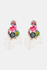 Leaf & Flower Shape Zinc Alloy Dangle Earrings White One Size Earrings - Tophatter Daily Deals