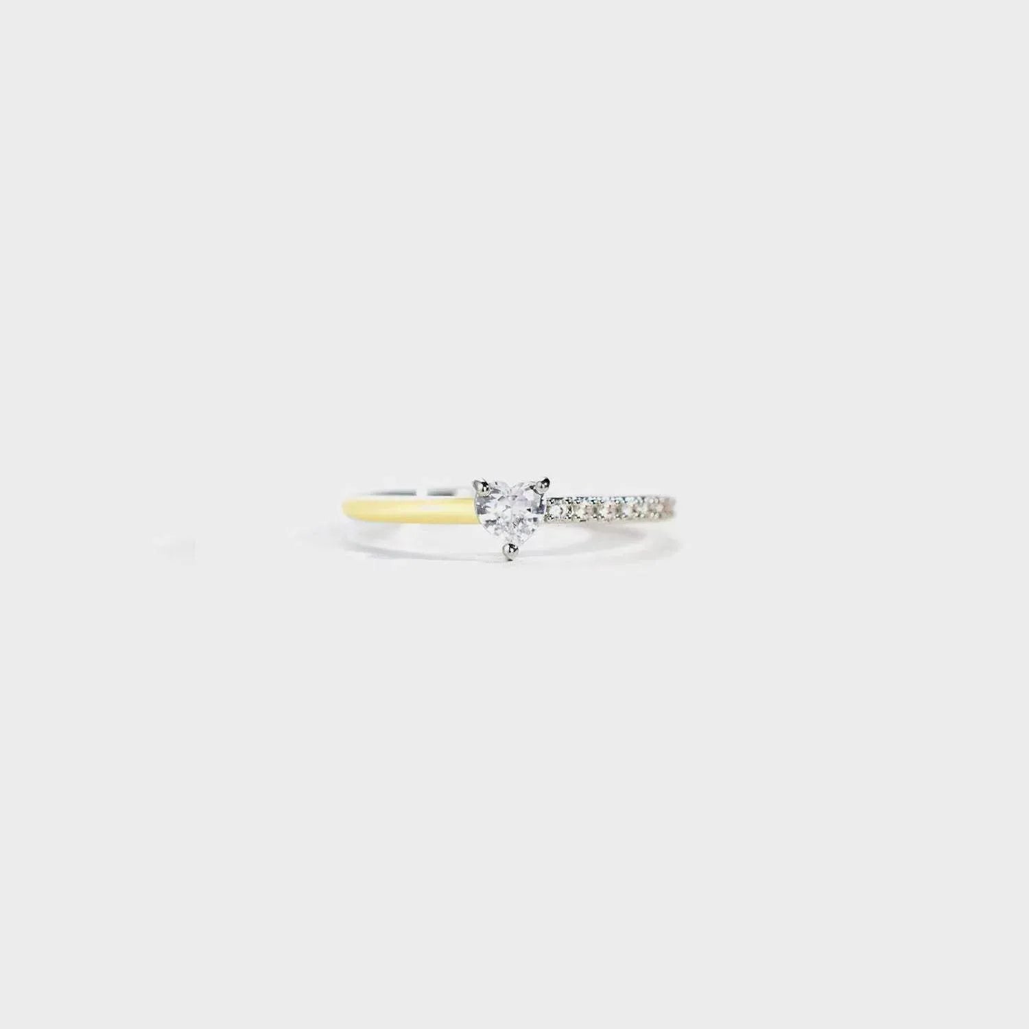 Heart Shape Inlaid Zircon Enamel Ring Butter Yellow Rings - Tophatter Daily Deals
