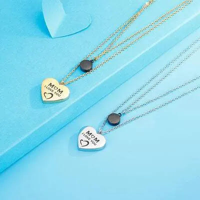 Stainless Steel Double-Layered Heart Pendant Necklace Necklaces - Tophatter Daily Deals