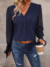 V-Neck Long Mesh Sleeve Top Blouses - Tophatter Daily Deals