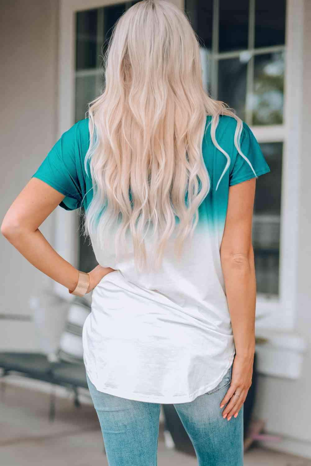 Ombre Color Block Shirt Women's T-Shirts - Tophatter Daily Deals