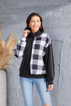 Plaid Exposed Seam Long Sleeve Blouse Blouses - Tophatter Daily Deals