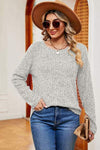 Ribbed Round Neck Long Sleeve T-Shirt Women's T-Shirts - Tophatter Daily Deals