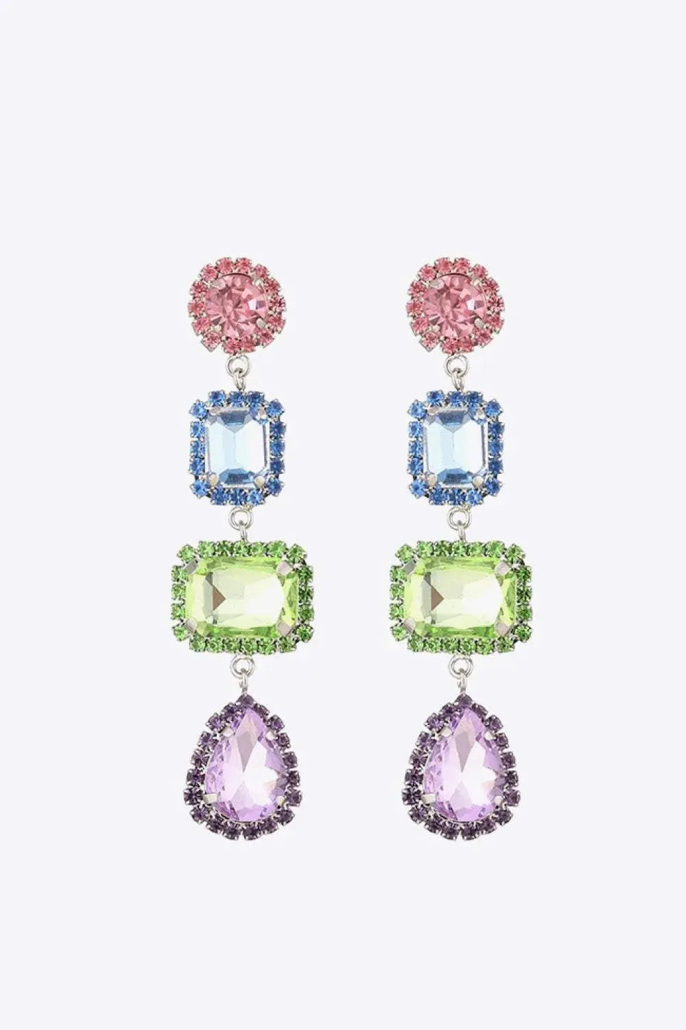 Multicolored Glass Stone Copper Earrings Multicolor One Size Earrings - Tophatter Daily Deals