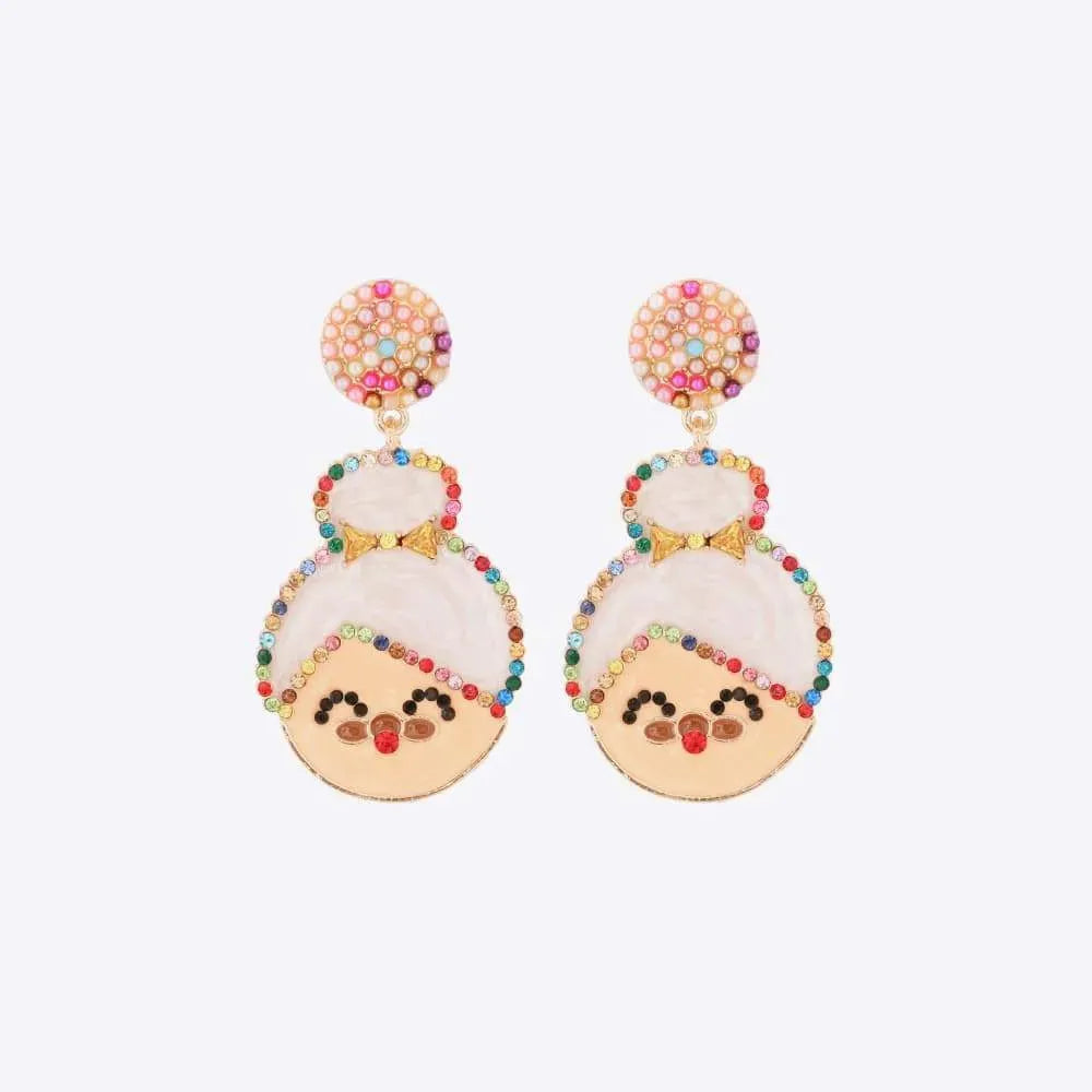 Rhinestone Alloy Mrs. Claus Earrings Multicolor One Size Earrings - Tophatter Daily Deals