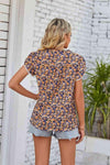 Floral Notched Neck Blouse Blouses - Tophatter Daily Deals