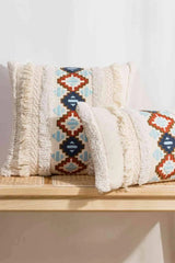 Embroidered Fringe Detail Decorative Throw Pillow Case Decorative Pillowcases - Tophatter Daily Deals