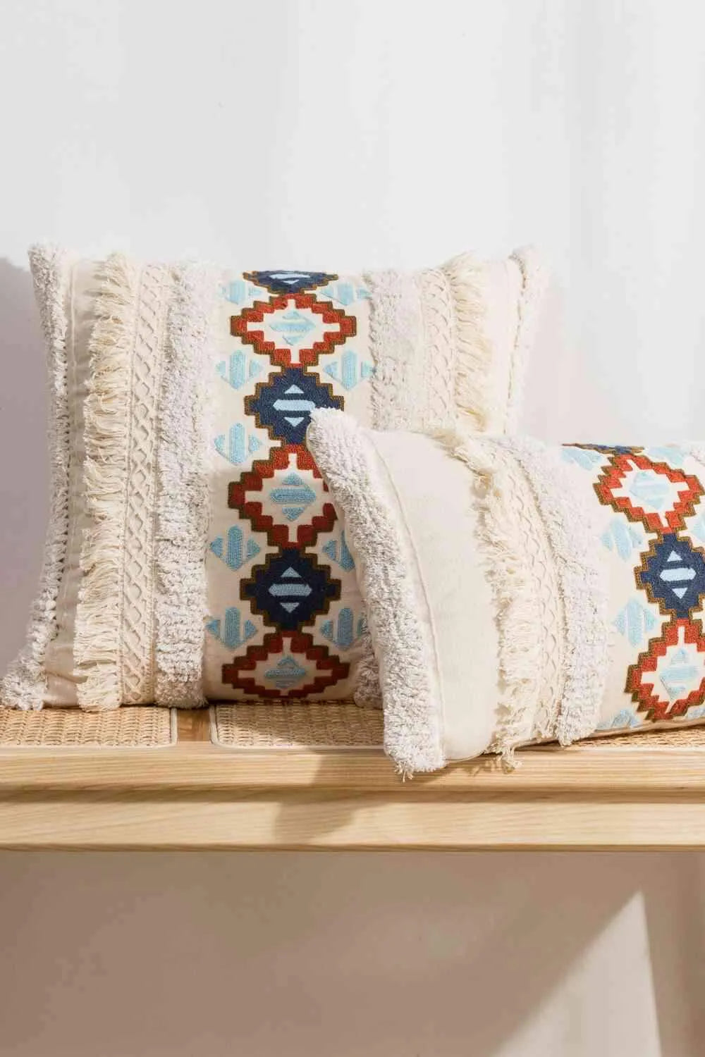 Embroidered Fringe Detail Decorative Throw Pillow Case Decorative Pillowcases - Tophatter Daily Deals
