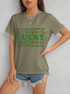 LUCKY Round Neck Short Sleeve T-Shirt Sage Women's T-Shirts - Tophatter Daily Deals