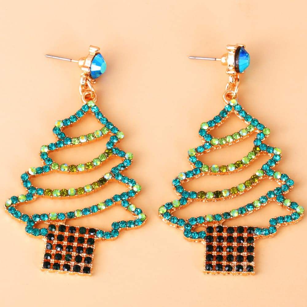 Rhinestone Alloy Christmas Tree Earrings Earrings - Tophatter Daily Deals