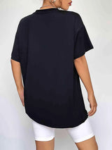 Round Neck Short Sleeve Fall Season Graphic T-Shirt Women's T-Shirts - Tophatter Daily Deals