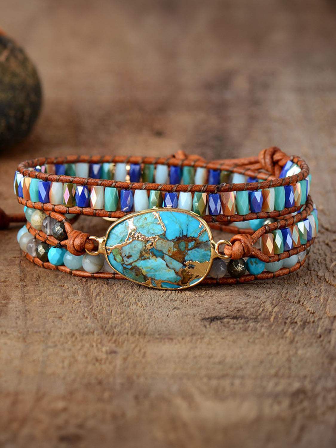 Triple-Layer Natural Stone Bracelet Bracelets - Tophatter Daily Deals