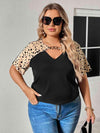 Plus Size Chain Detail V-Neck Raglan Sleeve Blouse Blouses - Tophatter Daily Deals