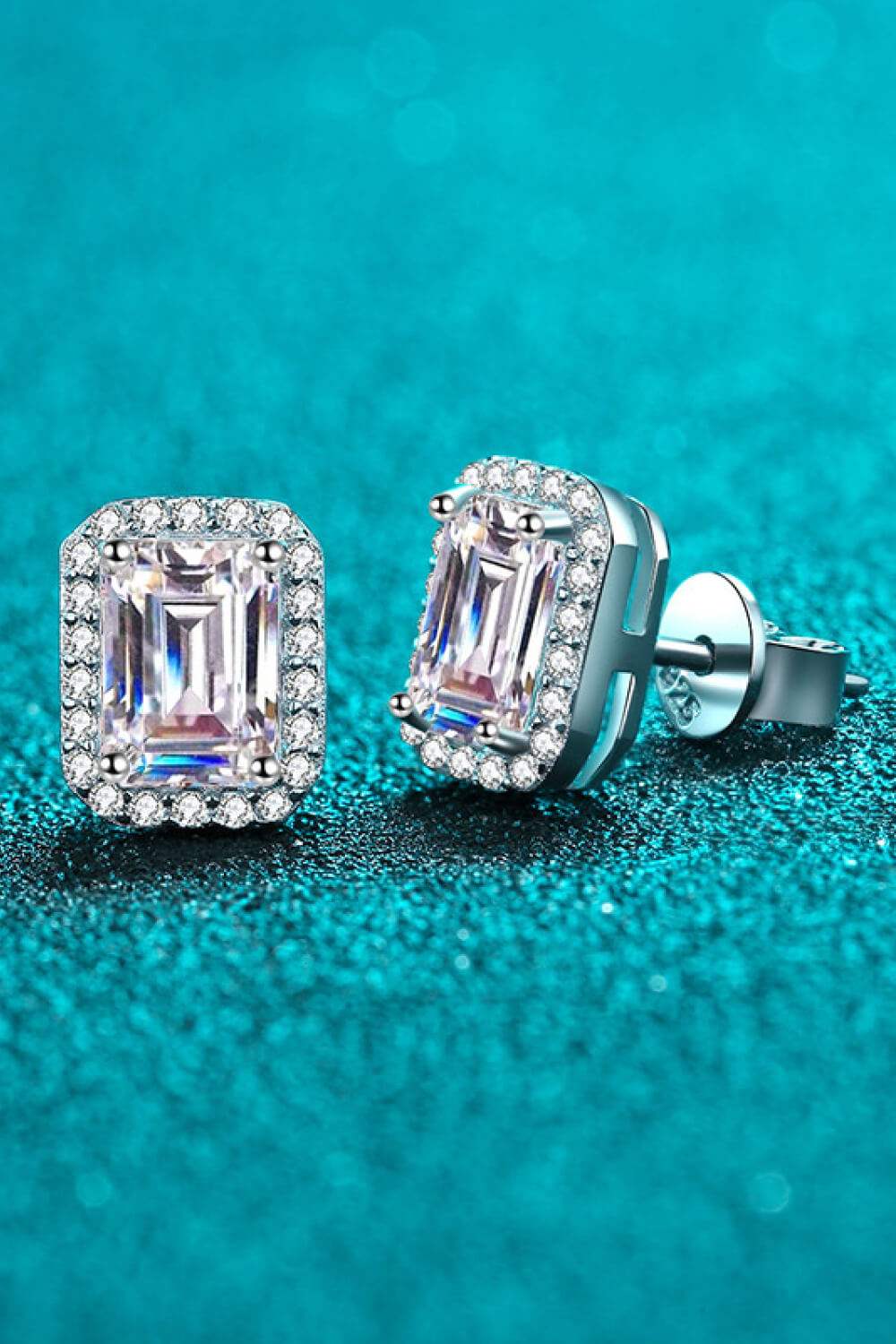 Adored 1 Carat Moissanite Rhodium-Plated Square Stud Earrings Moissanite - Tophatter Daily Deals