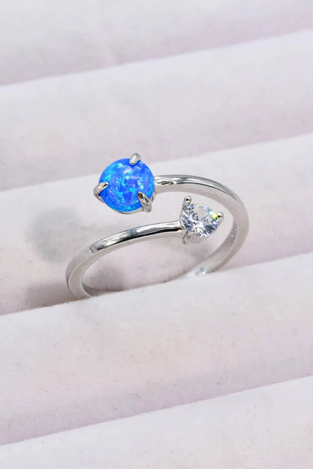 Opal and Zircon Open Ring Opal - Tophatter Daily Deals