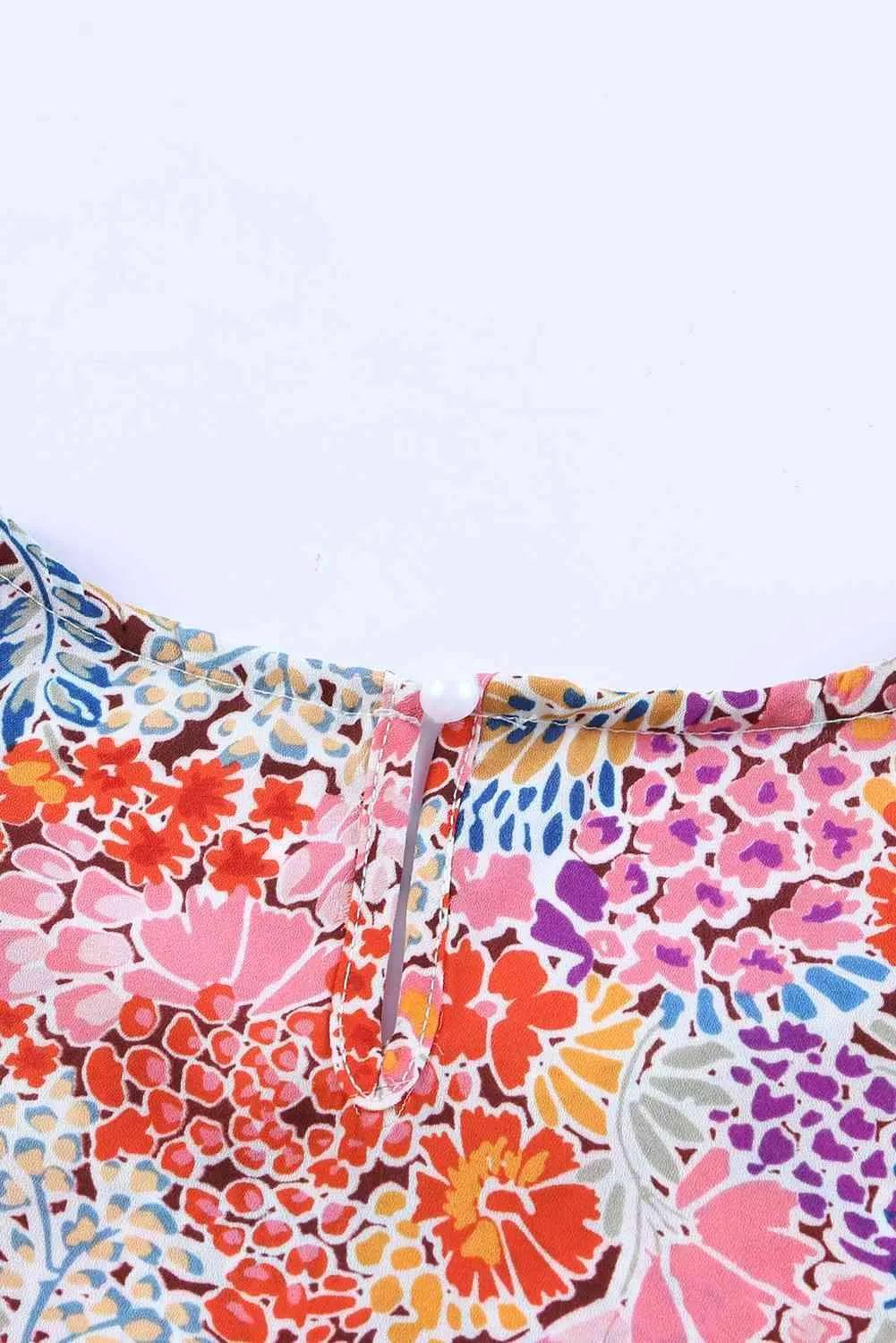 Floral Short Flounce Sleeve Blouse Blouses - Tophatter Daily Deals