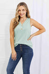 BOMBOM One Wish Ribbed Knit Top in Gum Leaf Blouses - Tophatter Daily Deals