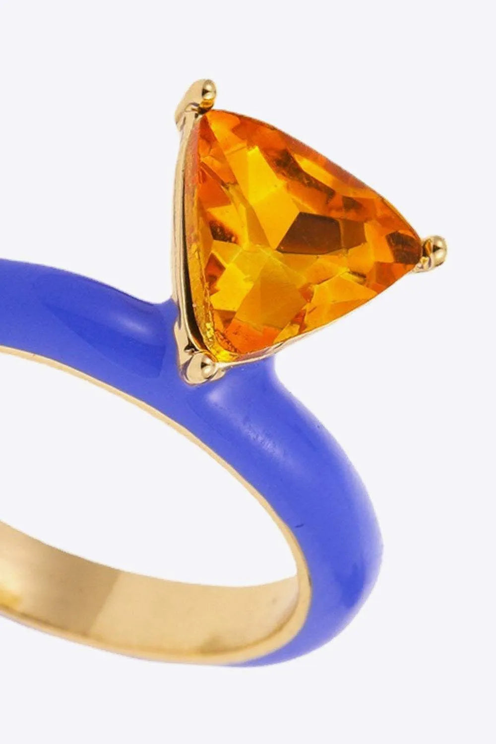 18K Gold Plated Triangle Glass Stone Ring Rings - Tophatter Daily Deals