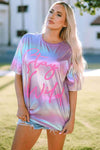 STAY WILD Round Neck Short Sleeve Holographic Tee Multicolor Women's T-Shirts - Tophatter Daily Deals