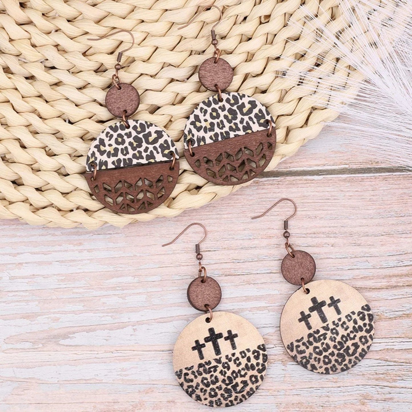 Wooden Cutout Leopard Dangle Earrings Earrings - Tophatter Daily Deals