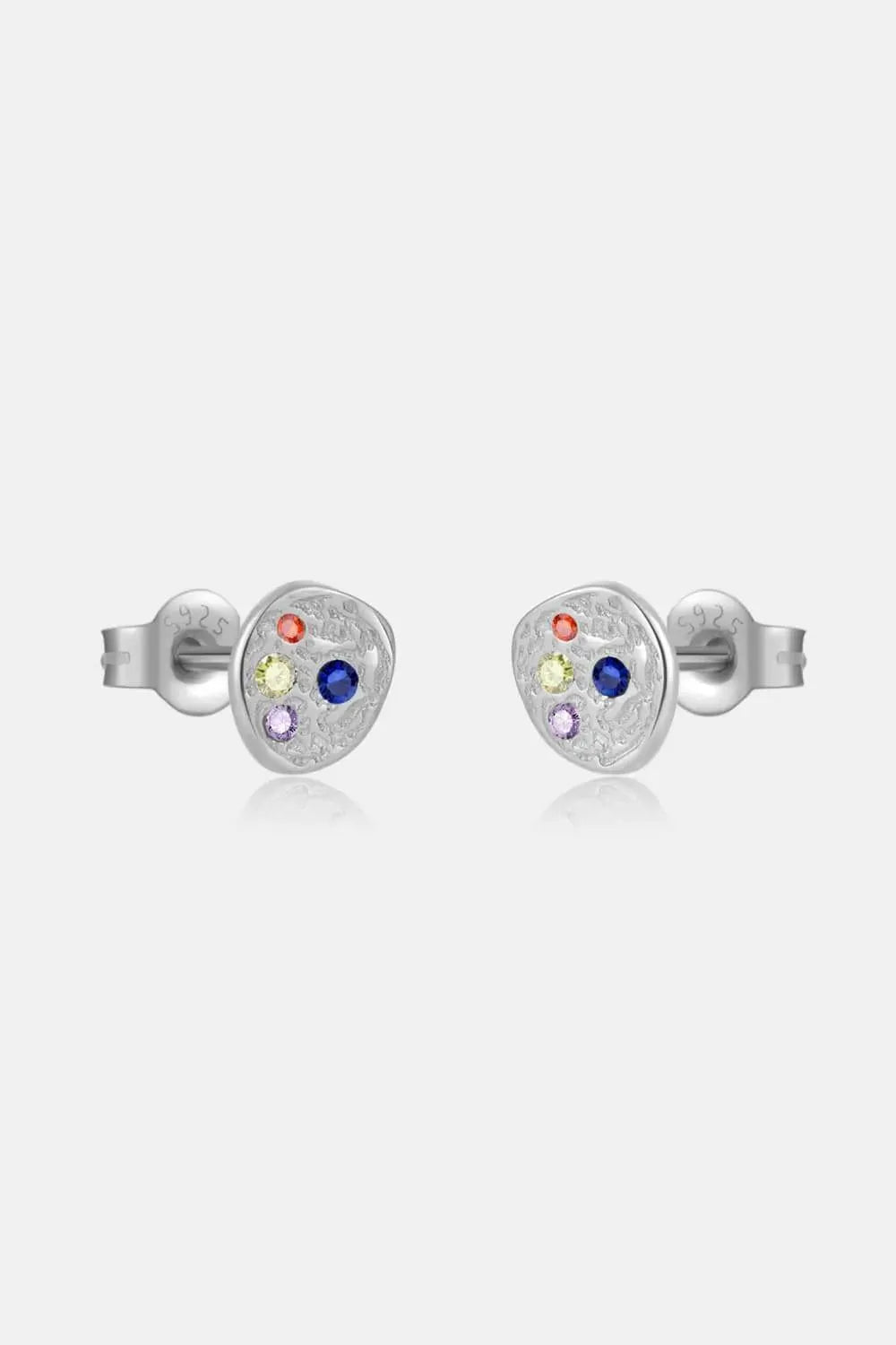 Multicolored Zircon Stud Earrings Silver One Size Earrings - Tophatter Daily Deals
