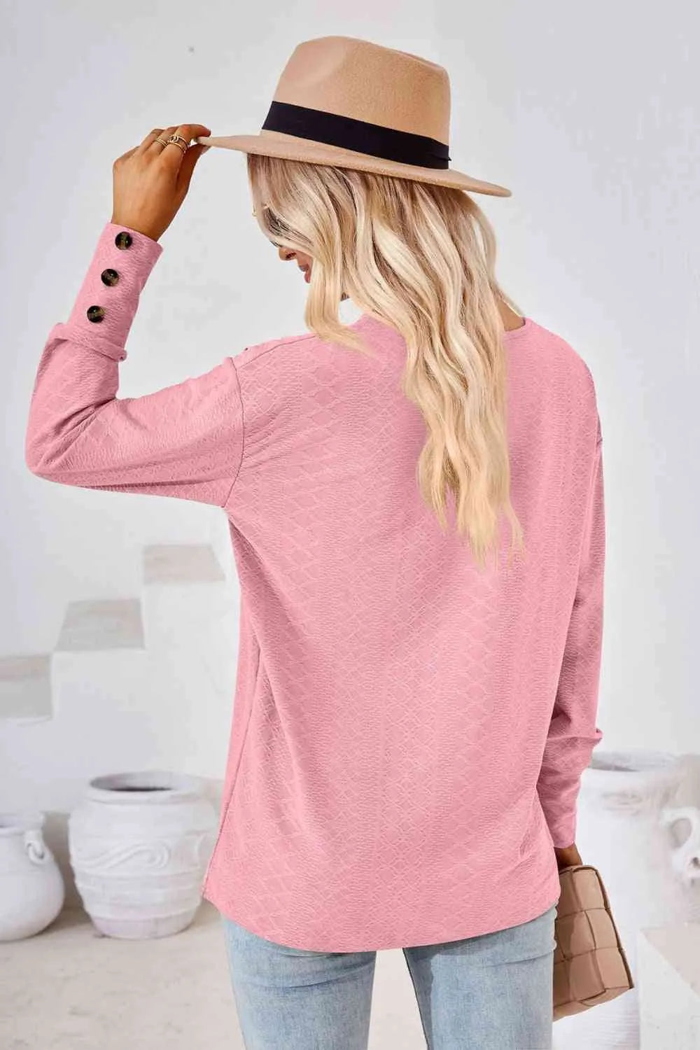 V-Neck Long Sleeve Blouse Blouses - Tophatter Daily Deals