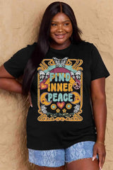 Simply Love Full Size FIND INNER PEACE Graphic Cotton T-Shirt Women's T-Shirts - Tophatter Daily Deals