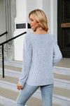 Ribbed Square Neck Long Sleeve T-Shirt Women's T-Shirts - Tophatter Daily Deals