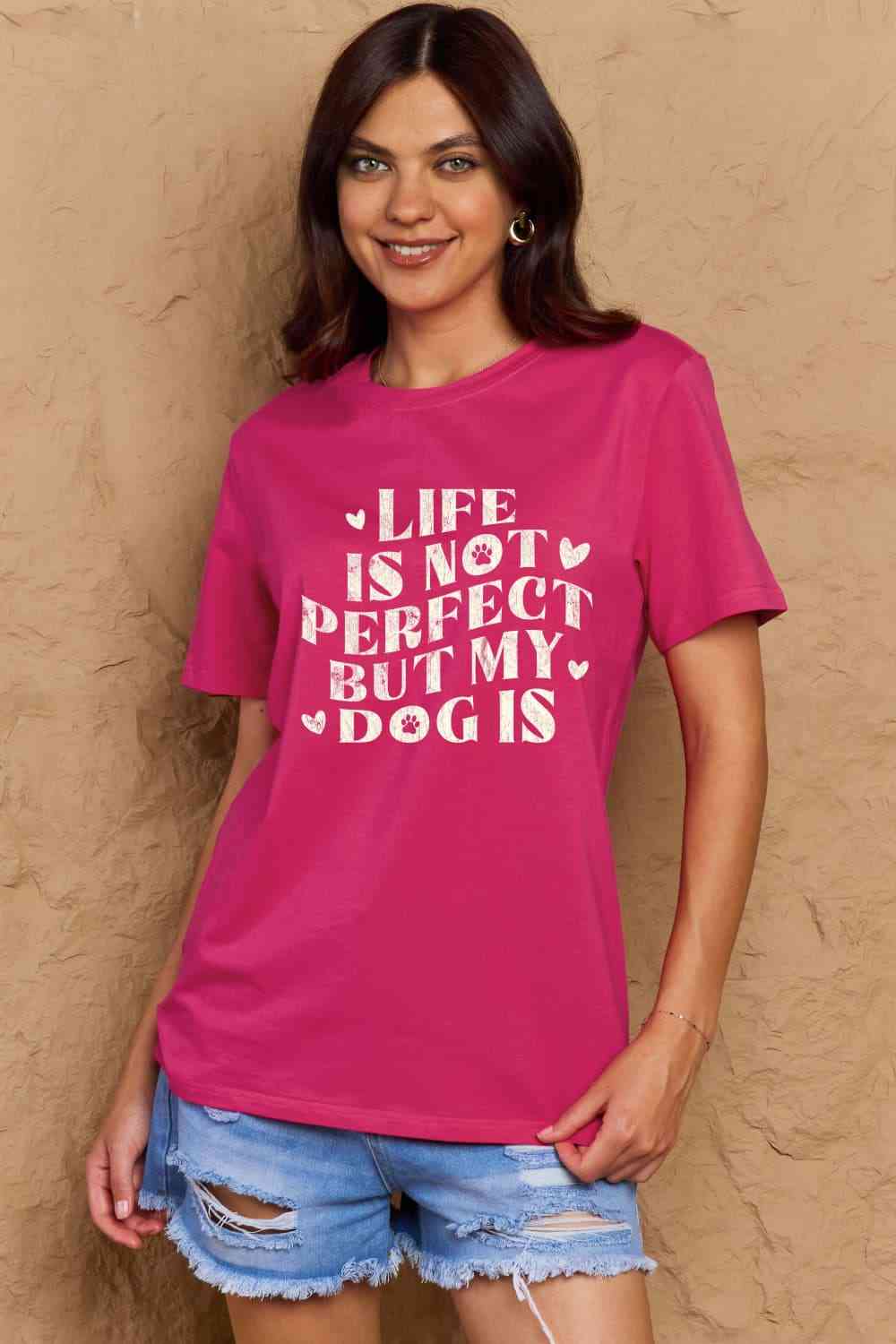 Simply Love Full Size Dog Slogan Graphic Cotton T-Shirt Women's T-Shirts - Tophatter Daily Deals