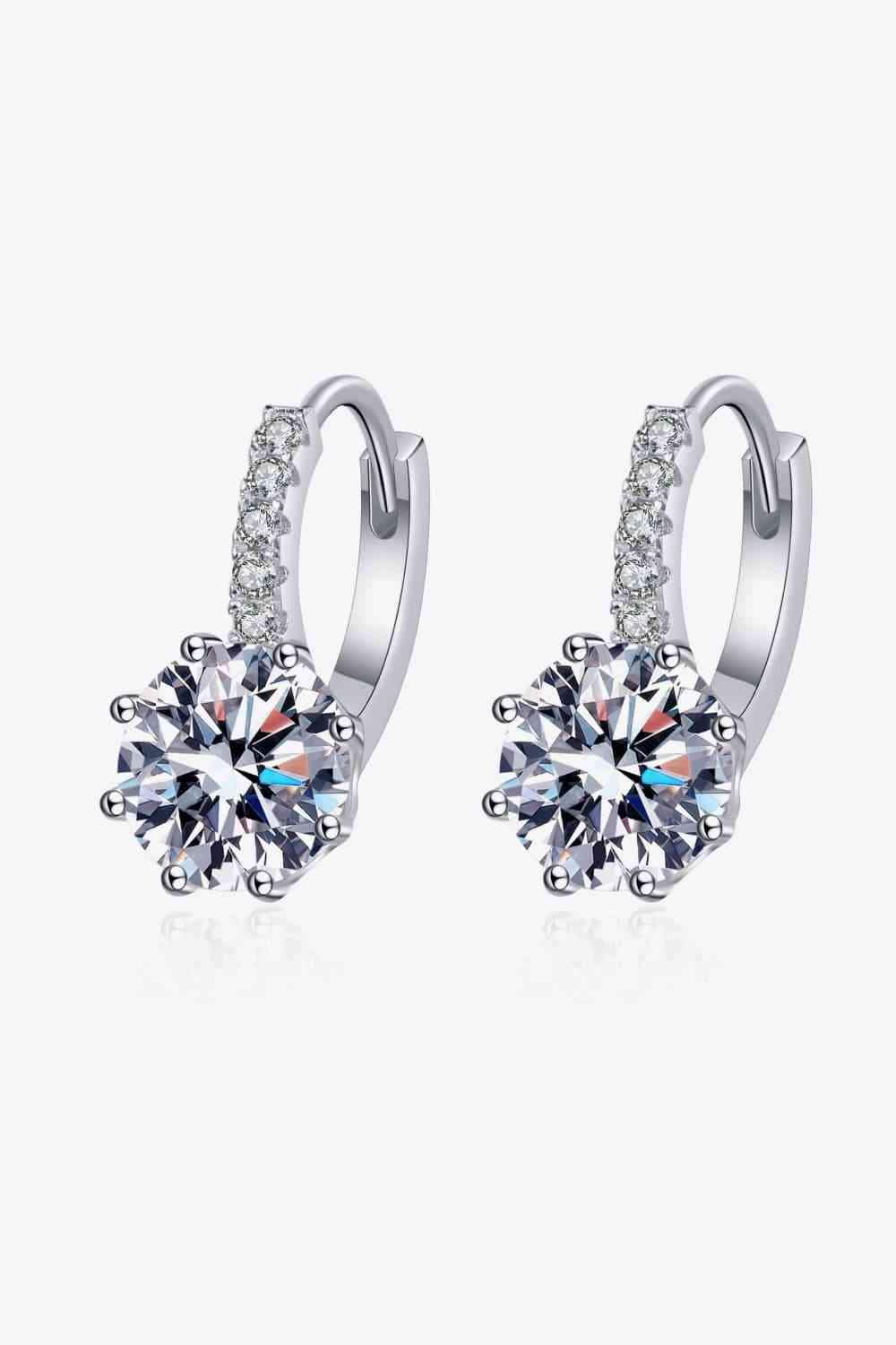 4 Carat Moissanite 925 Sterling Silver Earrings Silver One Size Moissanite - Tophatter Daily Deals