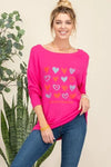 Celeste Full Size Heart Graphic Long Sleeve T-Shirt FUCHSIA Blouses - Tophatter Daily Deals